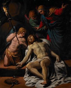 La lamentación, c.1617 (óleo, realzado en oro, sobre cobre)